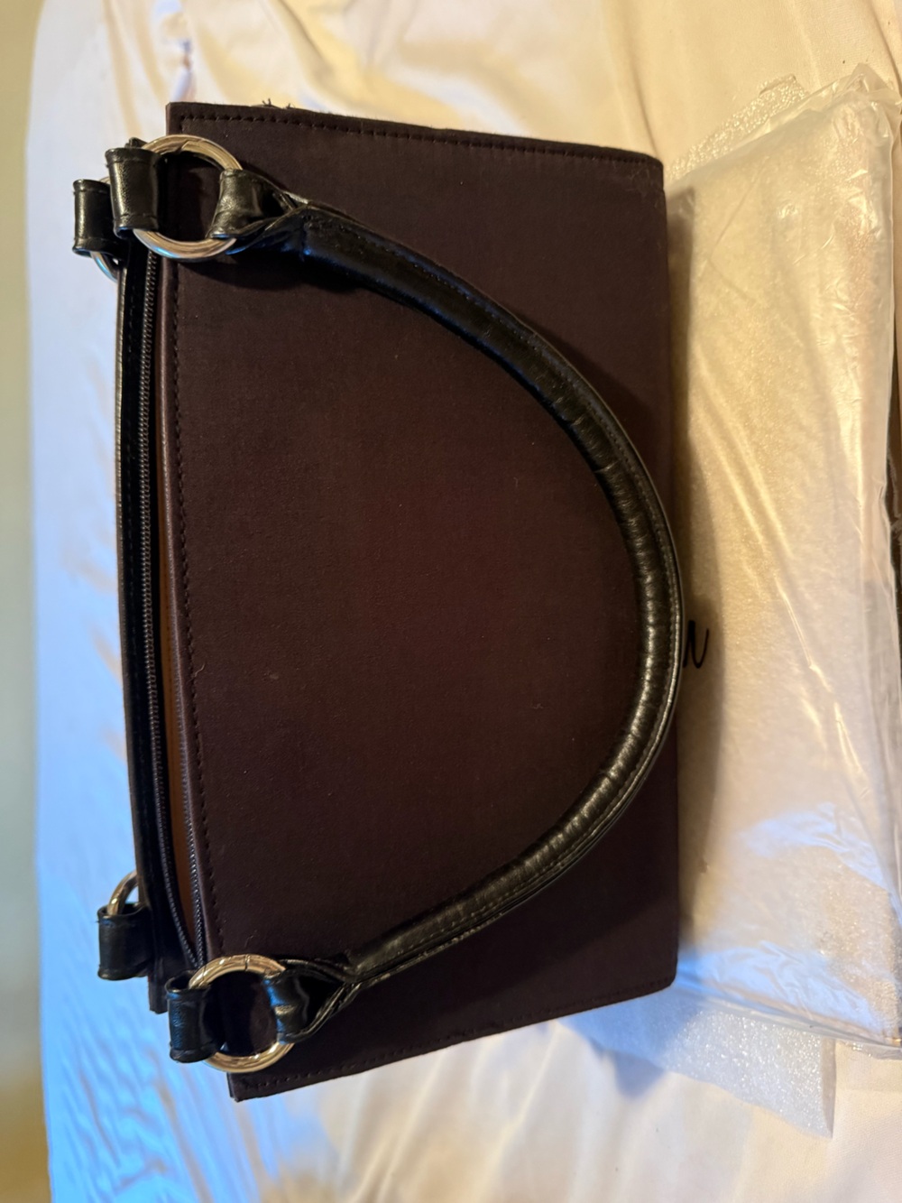 Miche Brown Shoulder Bag with Black Handles